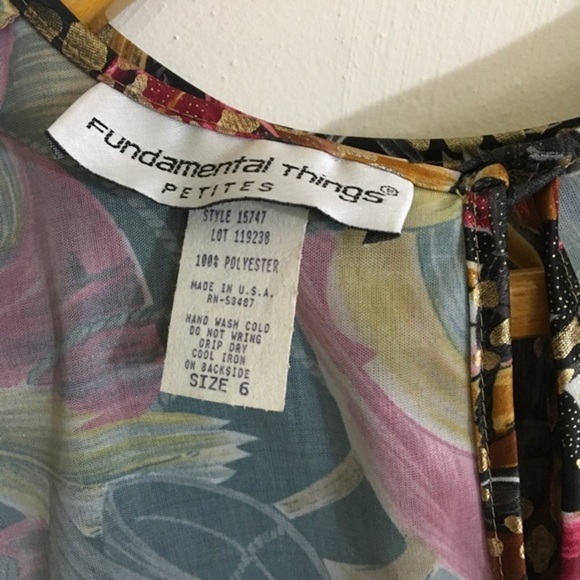 Vintage 80’s Abstract Top Shirt Gold Sheen Black Berry Woman’s 6 Fundamental - Picture 14 of 15